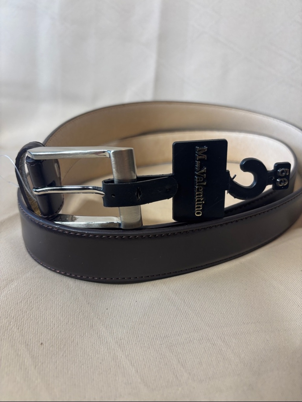 Marco Valentino Dark Brown Leather Men's Belt with Silver-Tone Buckle 0077